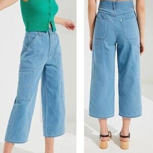 BDG Urban Outfitters Blue Victoria Pinstripe Carpenter Cropped Jeans Size 27